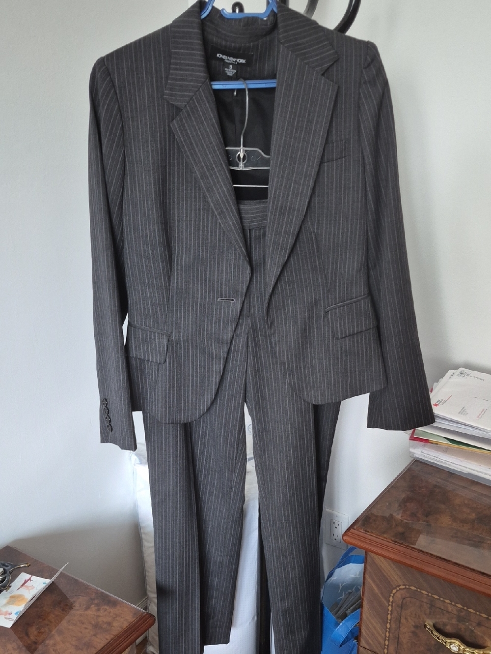Jones New York Gray Pinstripe Women's Suit - Blazer & Trousers